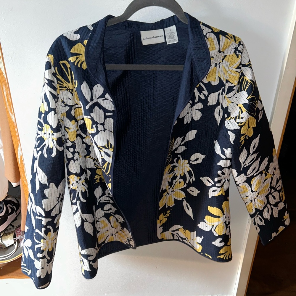 Alfred Dunner Blue and Yellow Floral Blazer